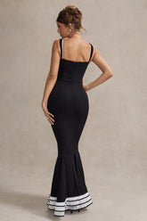 Black Corset Fishtail Maxi Dress